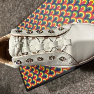 Kurt Geiger White Sneakers with Gemstone Accents